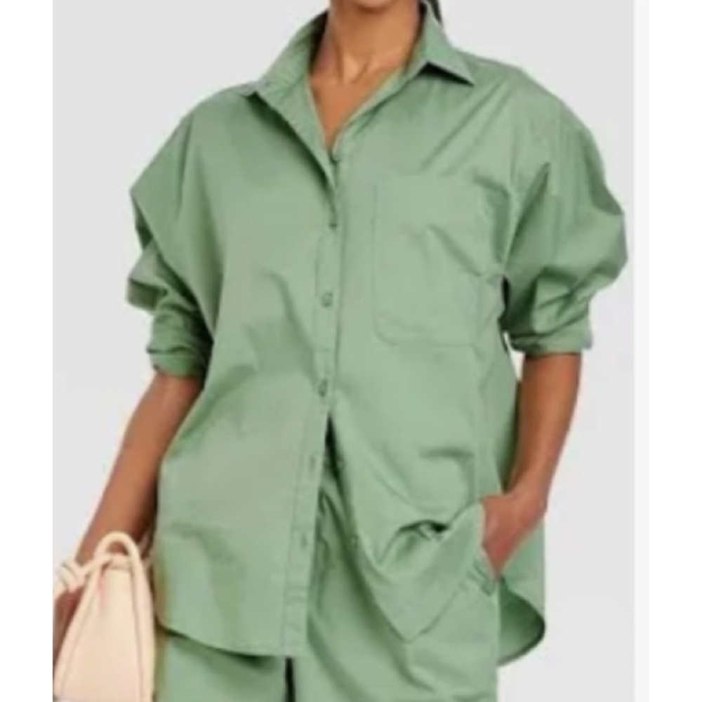 A New Day Boyfriend Button down top Green Size S